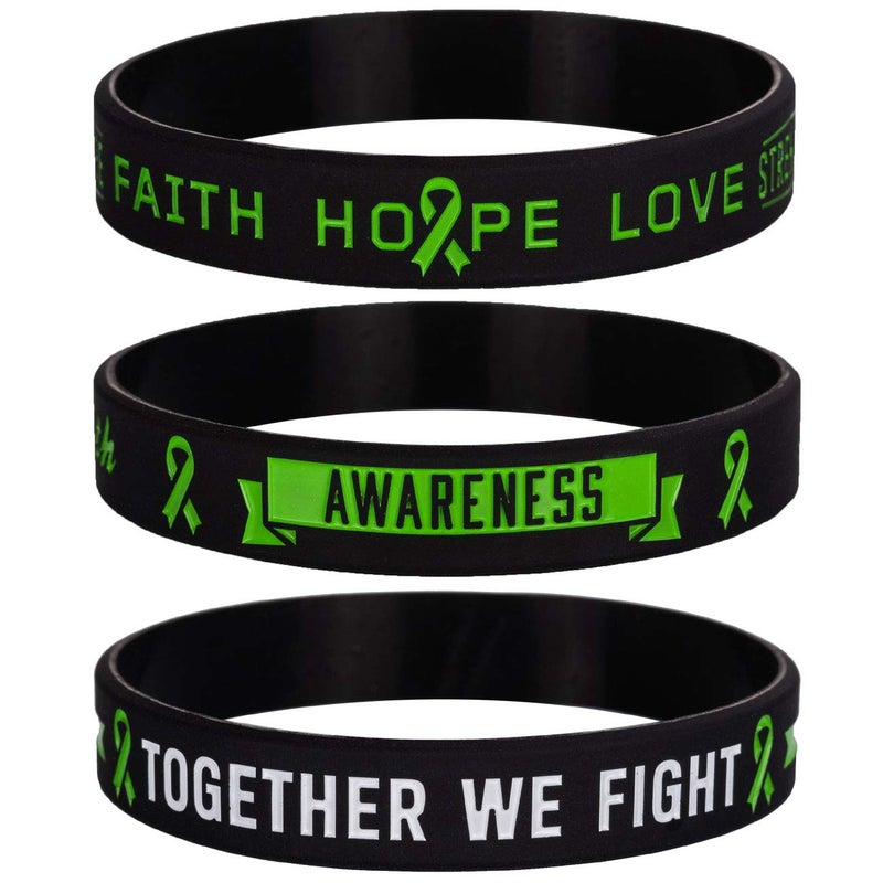 Sainstone Green Awareness Ribbon Silicone Bracelets with Saying - Mental Health Awareness Bracelet - Green Cancer & Cause Ribbon Wristbands Gifts for Men Women, Patients, Family Friends (3-pack) - Image 3